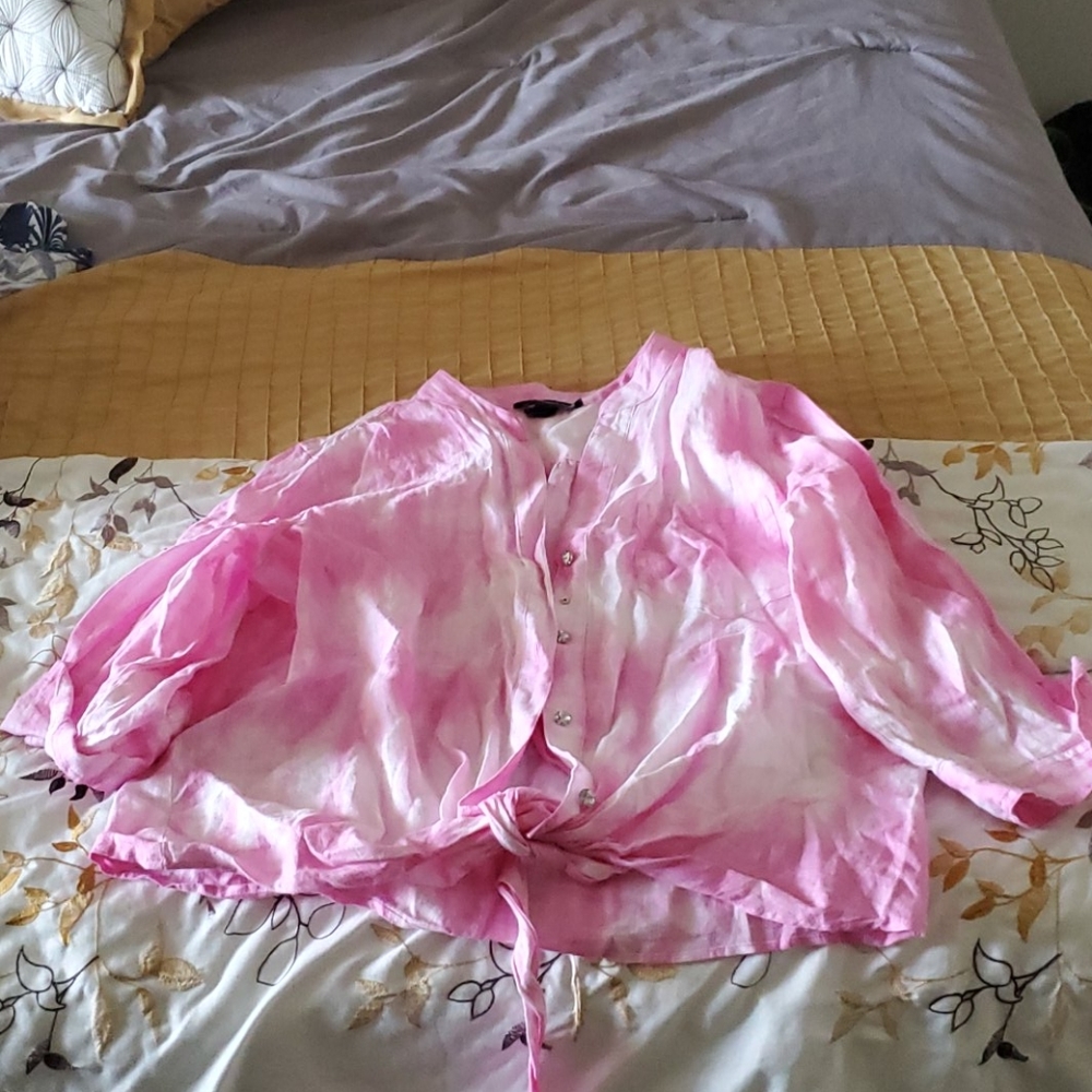 100% linen pink tyedie shirt